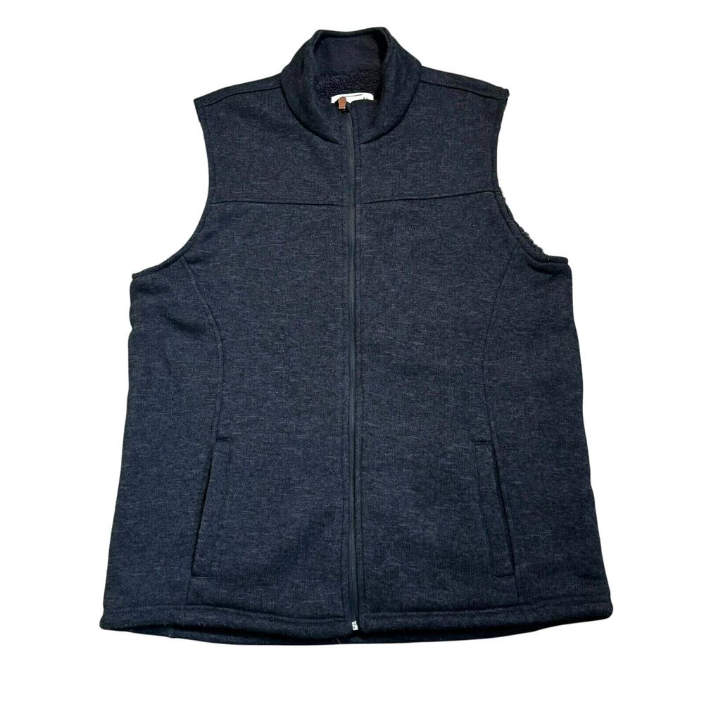 MAGELLAN Mens 2X Black Fleece Lined Sweater Vest Zip Pockets Hiking Outdoor GORP